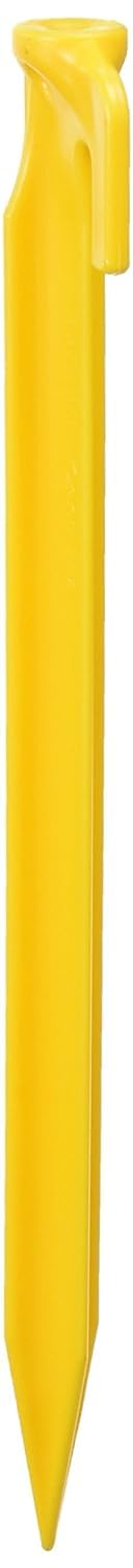 Coghlan's 12-inch ABS tent peg in ground for secure staking in diverse soils.
