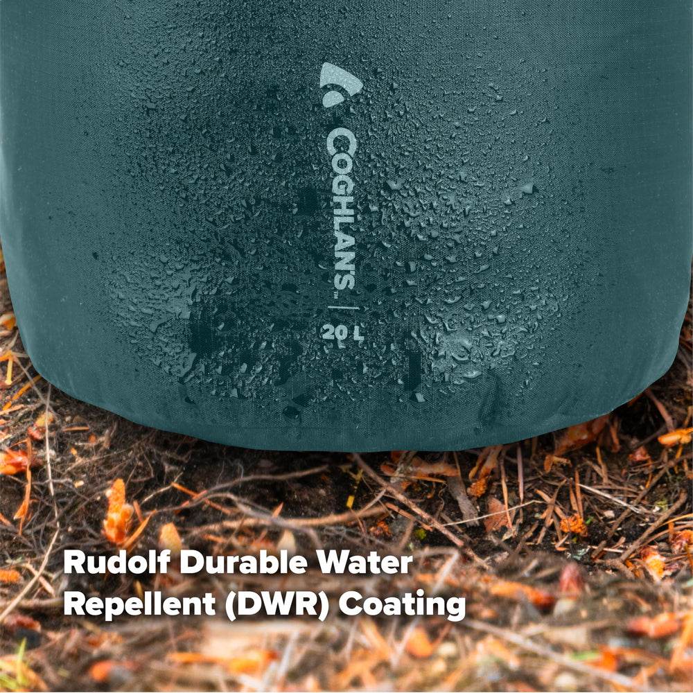 Coghlan's 20L Stuff Bag close-up shows water-resistant coating protecting contents