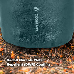 Coghlan's 20L Stuff Bag close-up shows water-resistant coating protecting contents