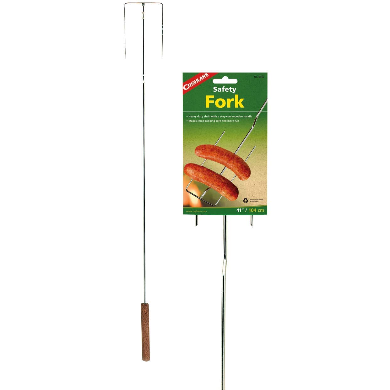 Coghlan's 41-inch safety camp fork close-up shows durable construction for rugged camping.