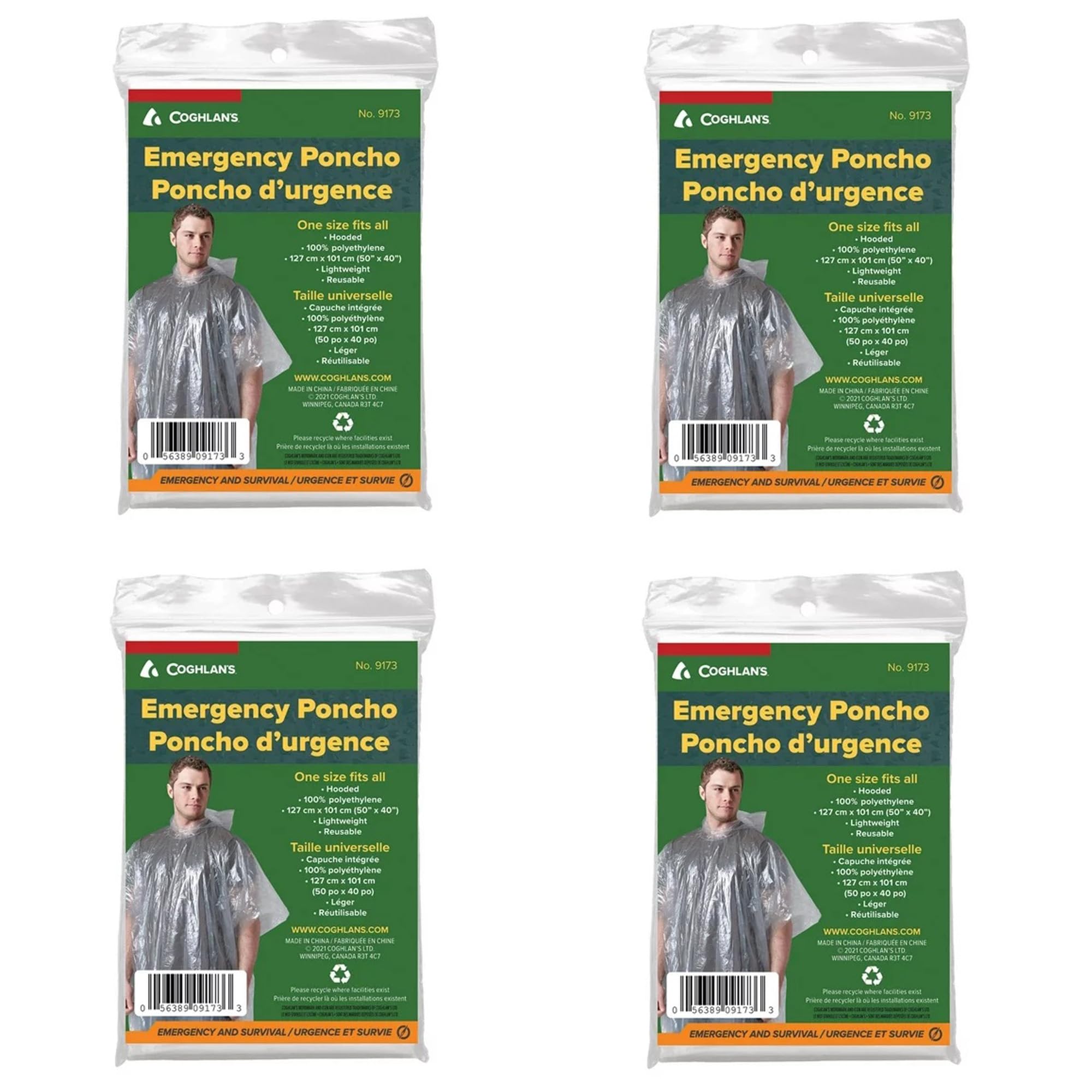 Coghlan's 9173 hooded emergency poncho keeps you dry in rain