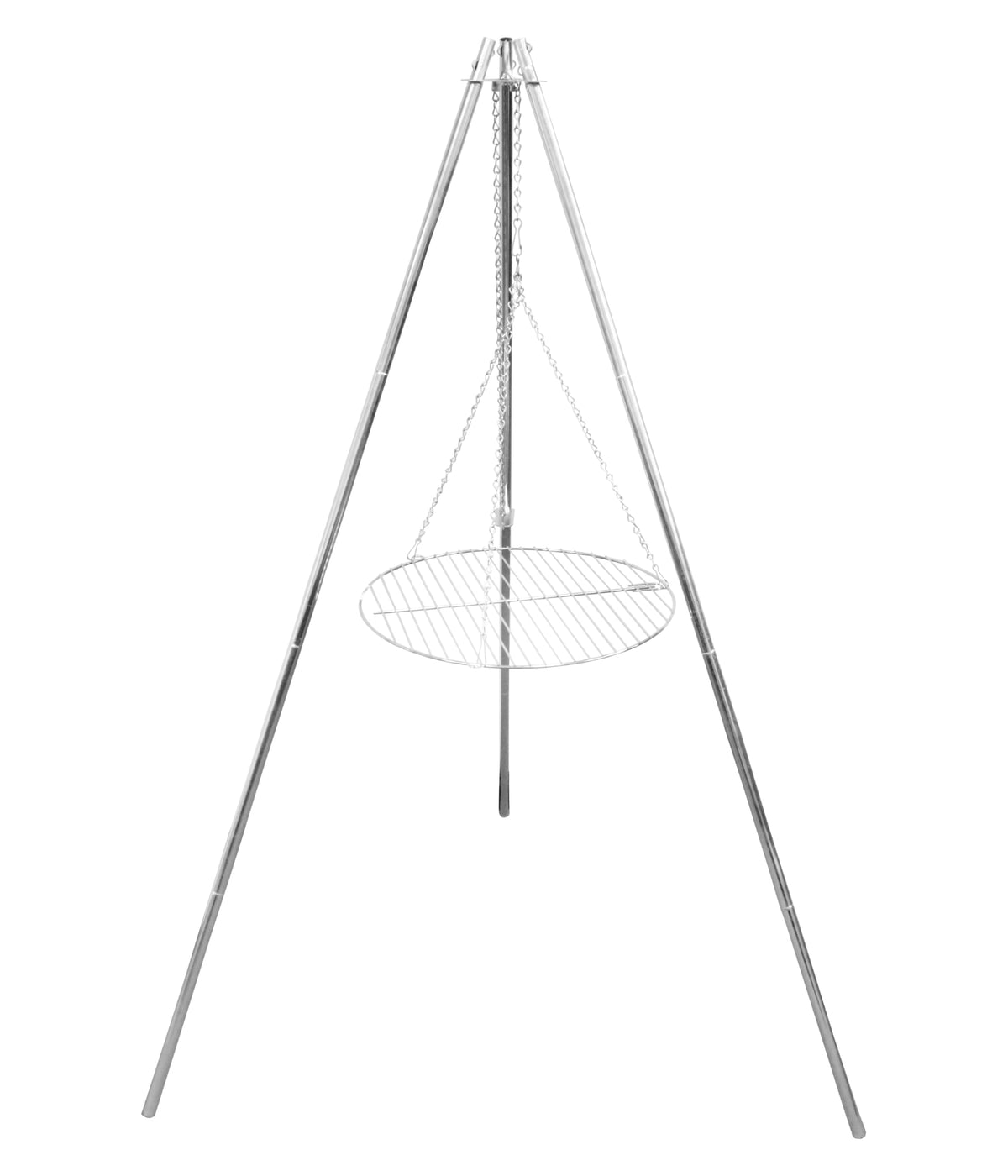 Coghlan's adjustable steel tripod grill setup over campfire for easy cooking