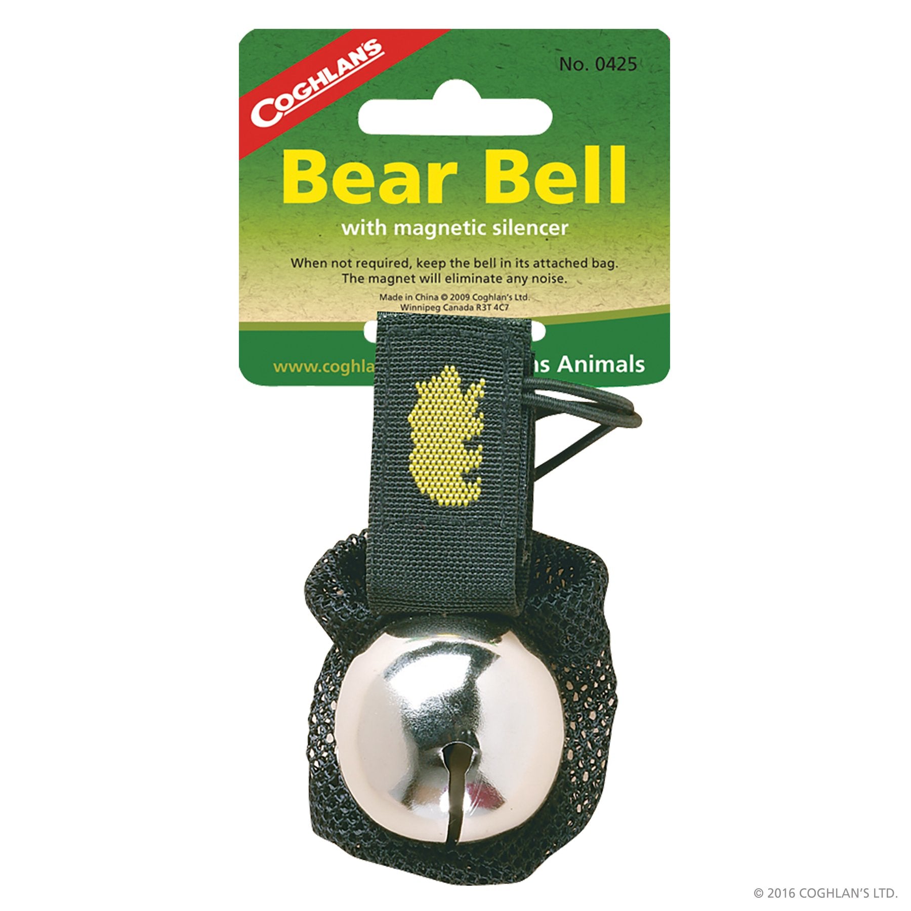 Coghlan's Bear Bell with Silencer 0425 front view on backpack signals hikers of your presence