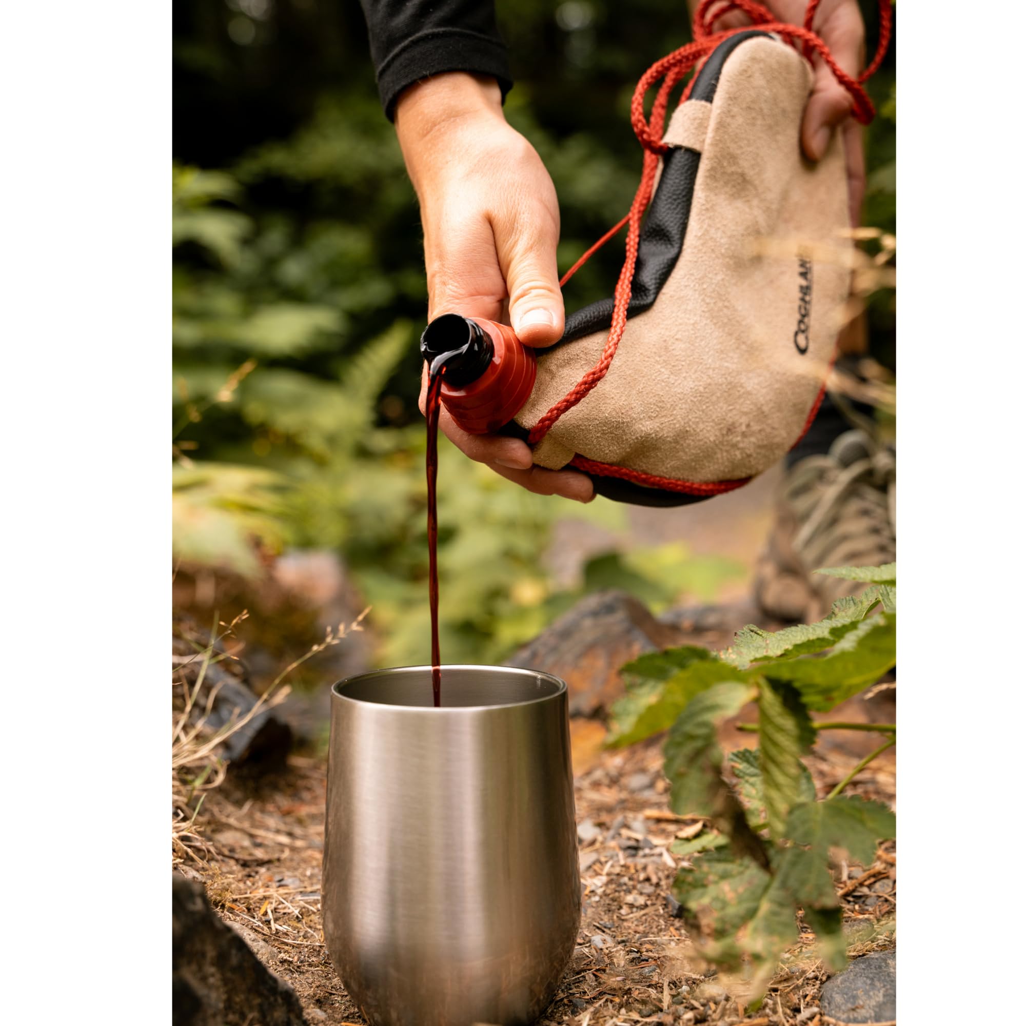 1-liter capacity of Coghlan's bota bag ideal for sharing at camp.