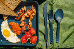 Coghlan's Camp Cutlery serrated knife close-up for sturdy camp meals