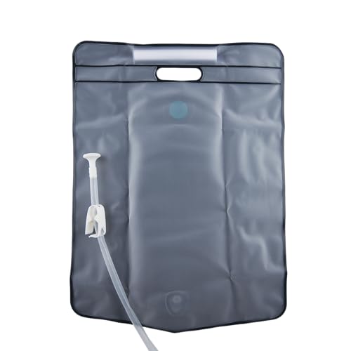 Water being poured from Coghlan's Camp Shower hose, leak-free reliability.