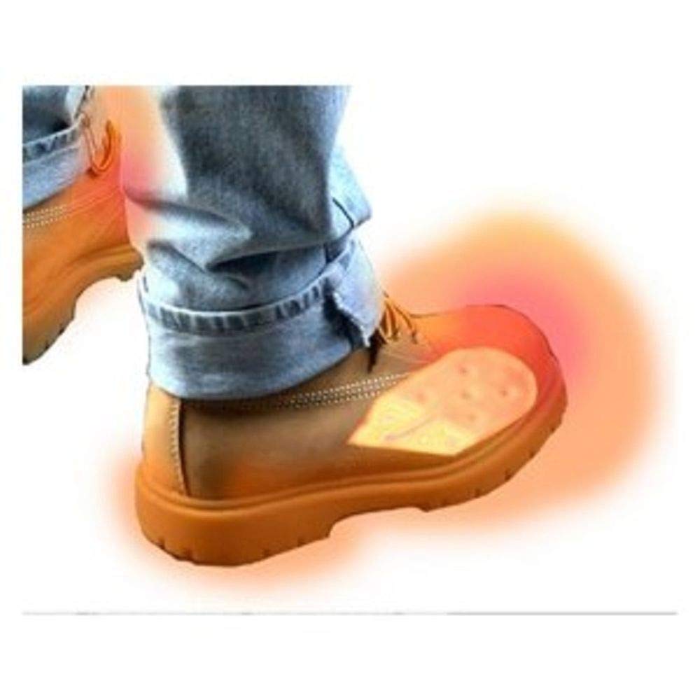 Coghlan's disposable foot warmers inside boots for lasting heat