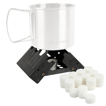 Coghlan's Emergency Stove folded compactly for backpacking and quick heat on the go