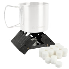 Coghlan's Emergency Stove folded compactly for backpacking and quick heat on the go