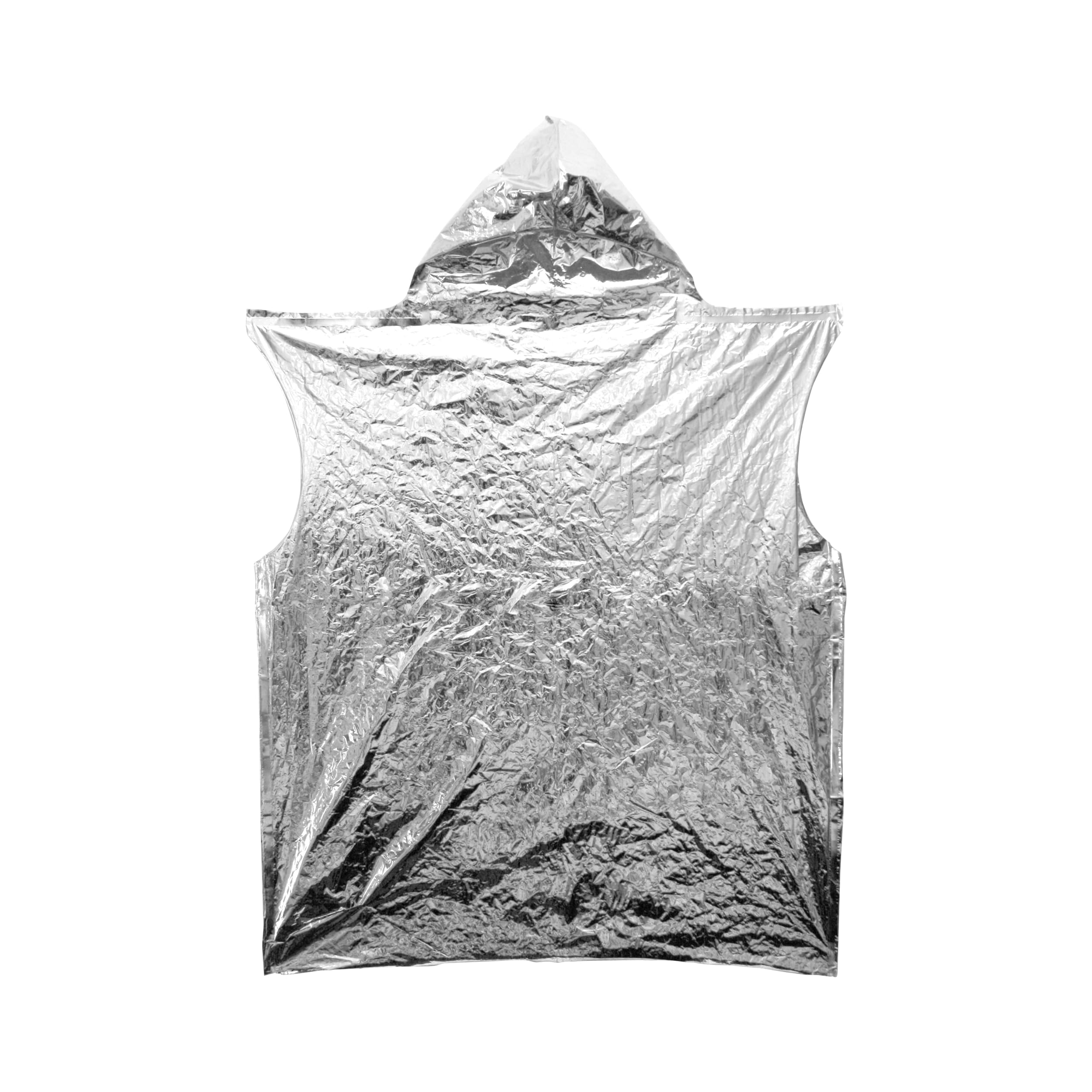 Coghlan's Emergency Survival Poncho hood detail showing lightweight heat-reflective design for outdoor readiness.