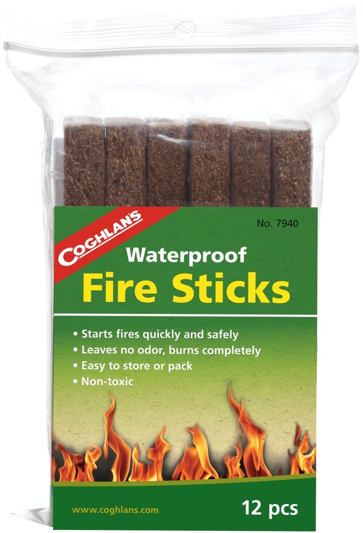 Coghlan's Fire Stick 5in front view for quick, odorless fire starting outdoors.