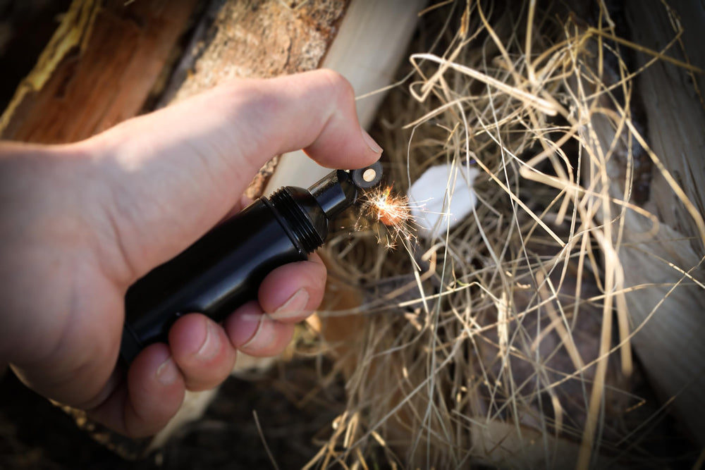 One-handed ignition for easy lighting with Coghlans Flint Wheel.