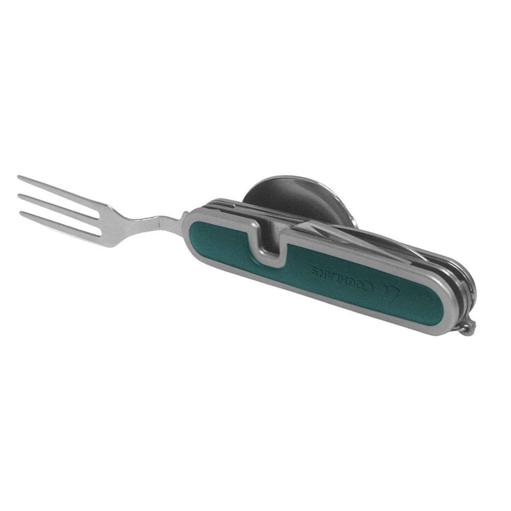 Coghlan's Folding Cutlery Set bottle-opener: built-in utility for beverages.