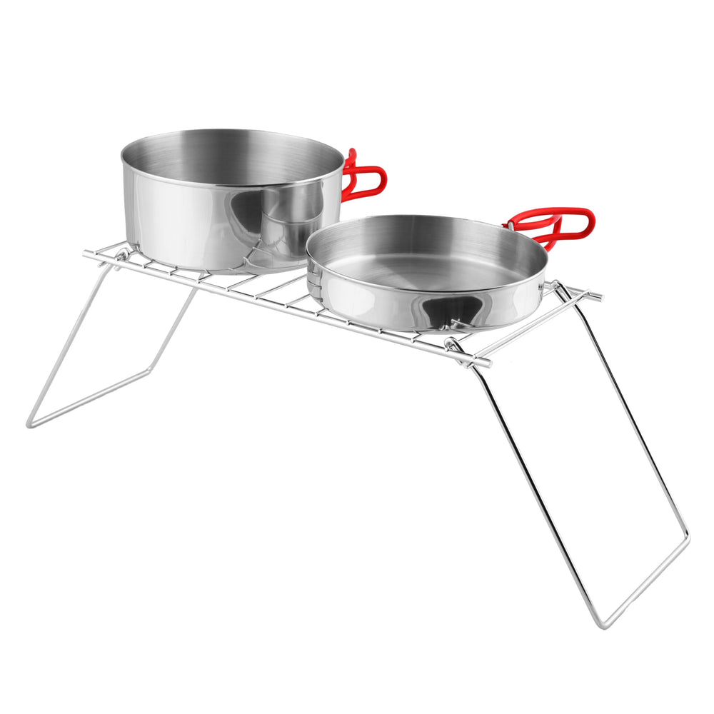 Coghlan's Pack Grill weighs 24 oz and supports lightweight cookware.