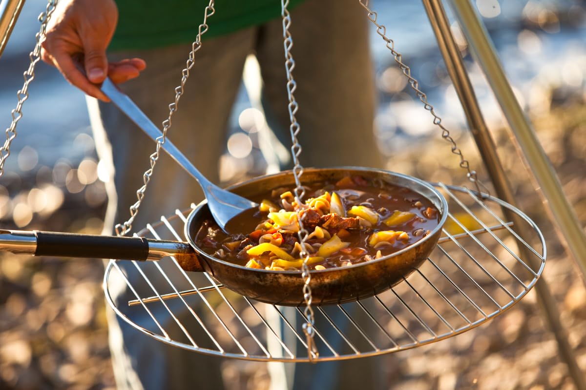 Coghlan's portable tripod grill design for easy storage and transport