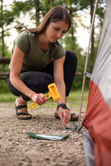 Coghlan's rust-resistant steel peg delivers durable performance in damp campsites.