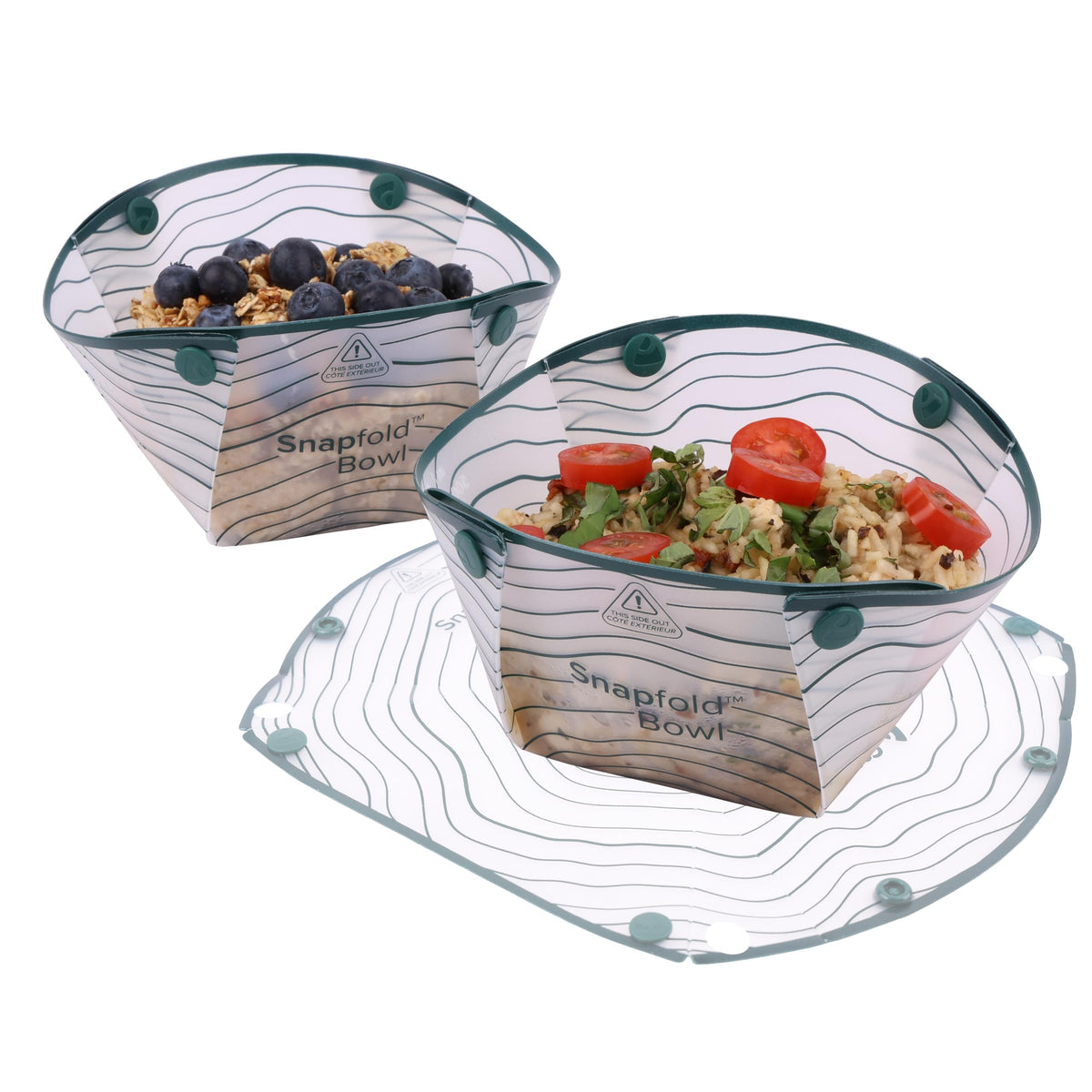 Coghlan's Snapfold Bowls folded flat for compact backpack packing.