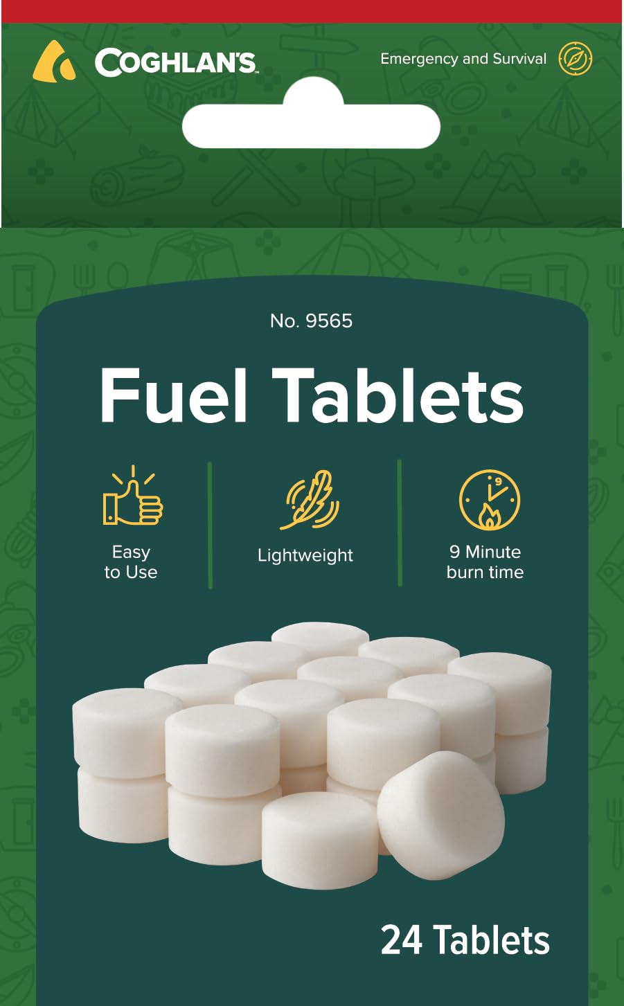 Coghlan's solid fuel firestarting tablets 24-pack ready for camping heat and portability