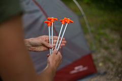 Coghlan's nail pegs with chiseled tip ease insertion into tough soil.