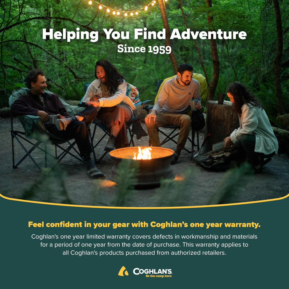 Coghlan's stove in emergency setup warms soup during outages.