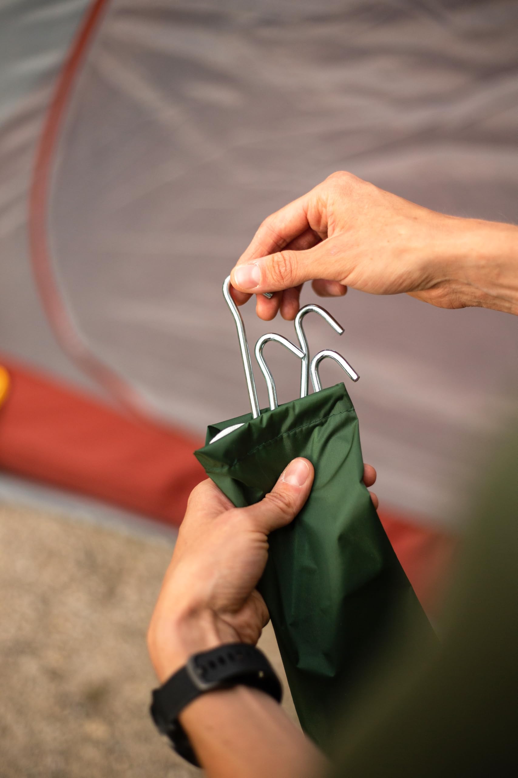 Coghlan's tent-ground-anchors keep tarps steady across soft soil.