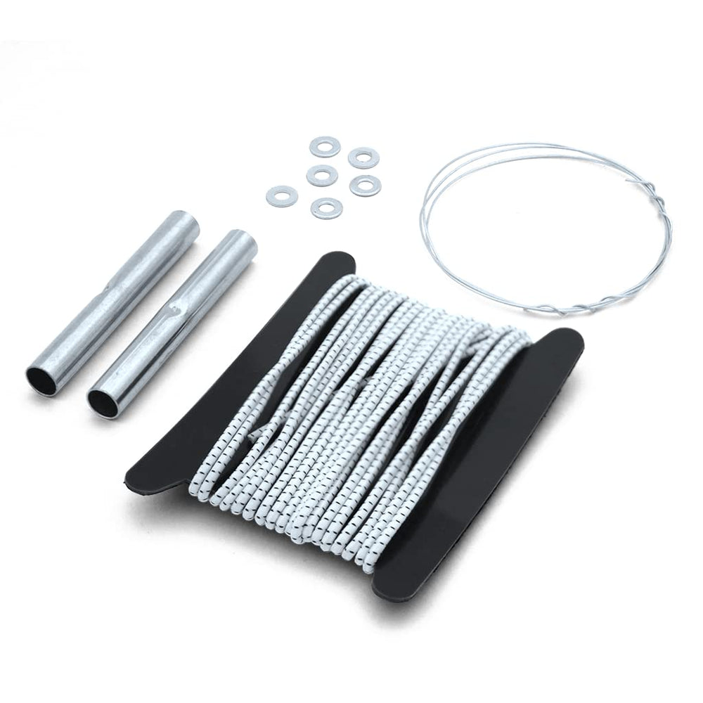 Coghlan's kit components including wire, washers, and ferrules ready for durable pole repairs.