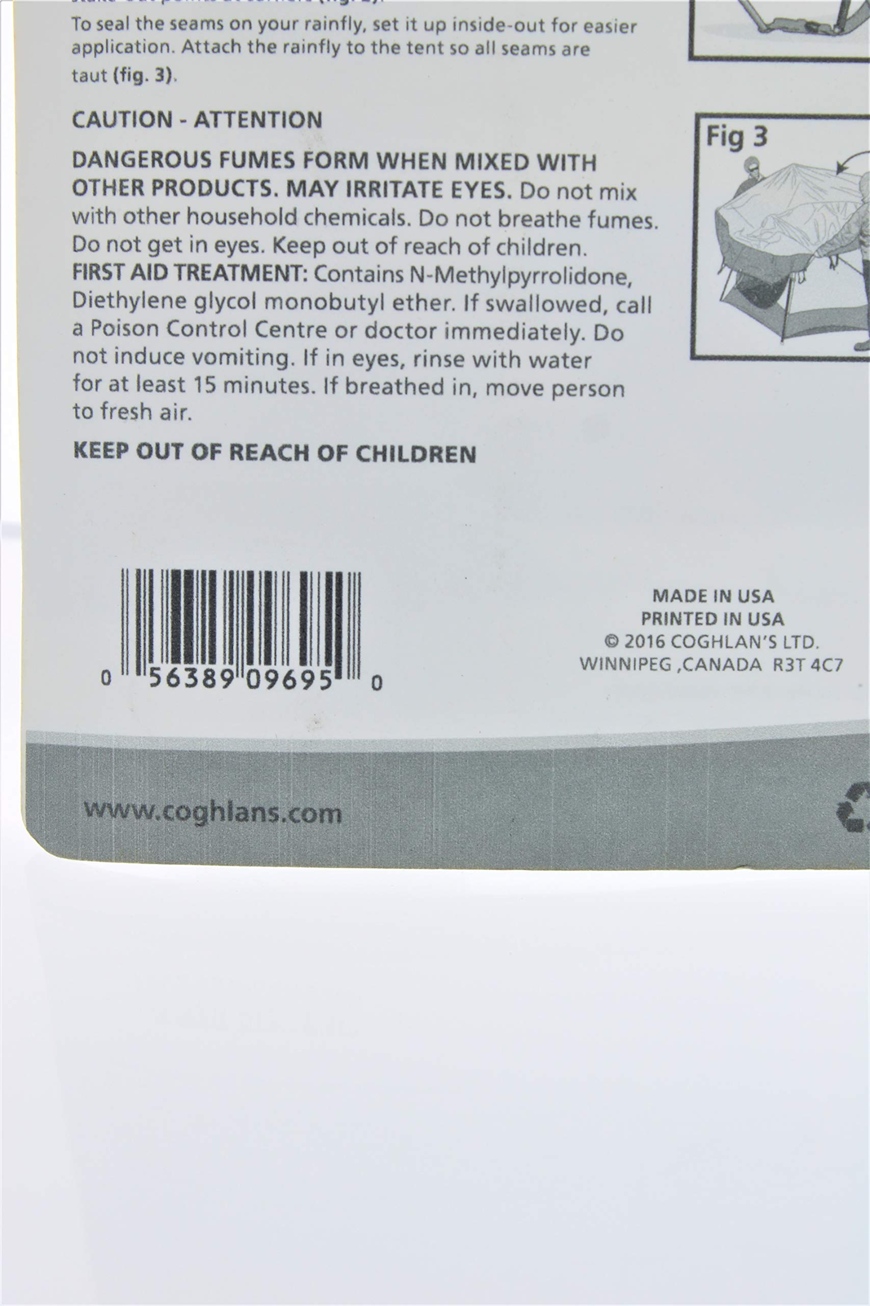 Coghlan's tent seam sealer drying on nylon fabric creating flexible protection.
