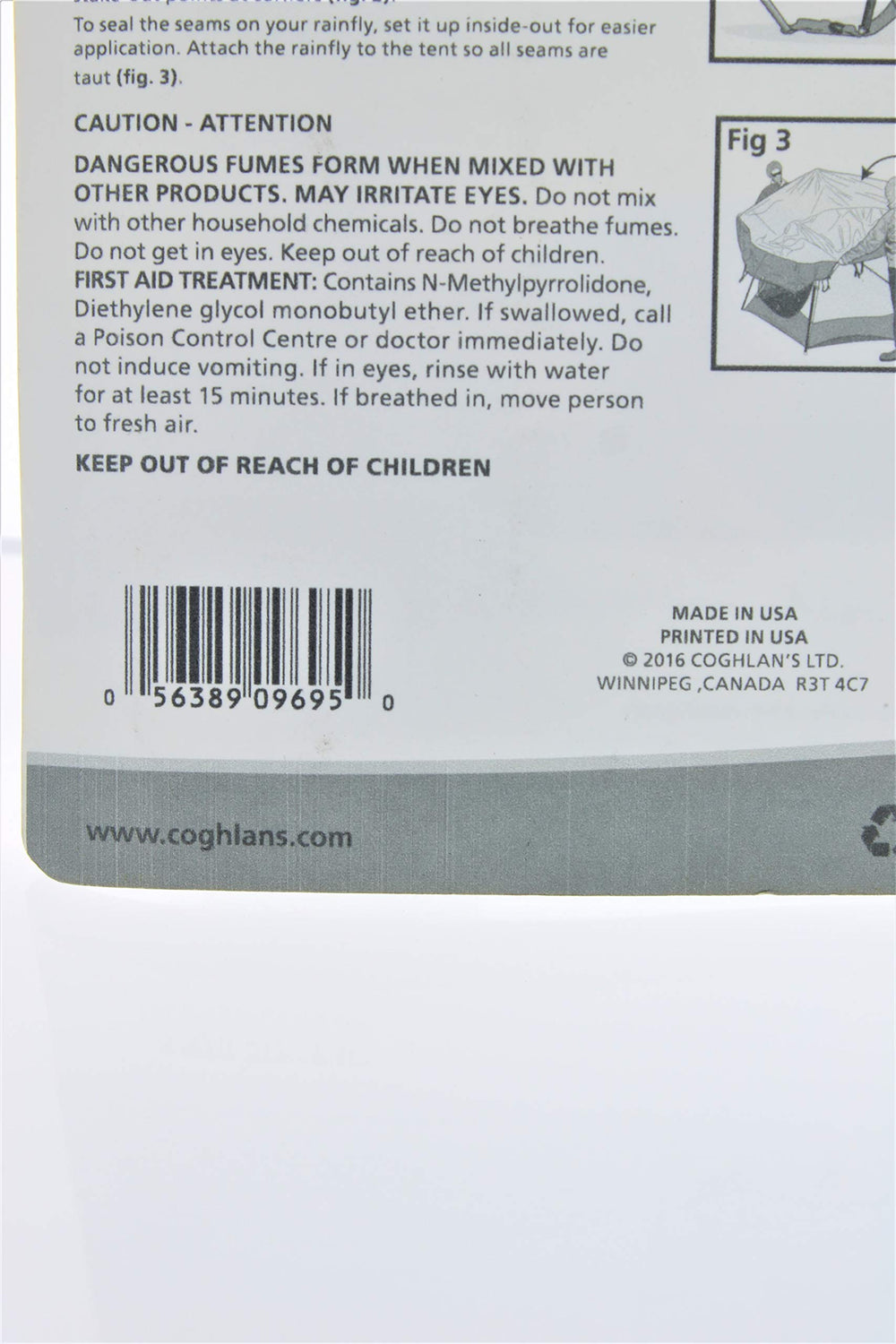 Coghlan's tent seam sealer drying on nylon fabric creating flexible protection.