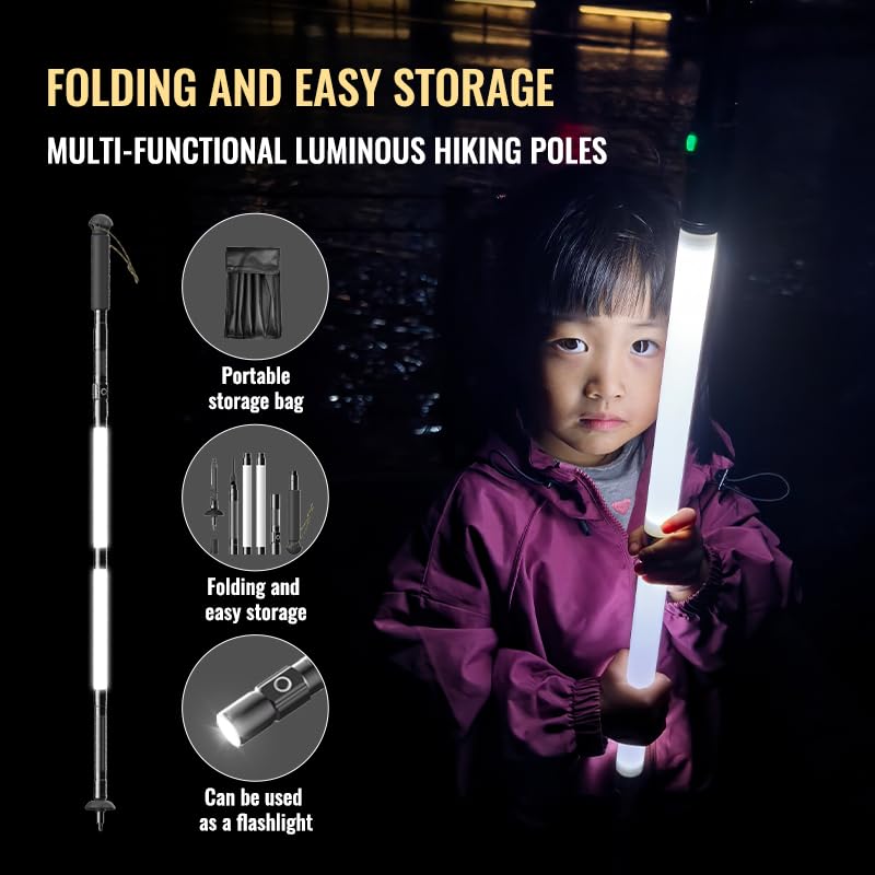 CoIerina illuminated hiking stick with adjustable height supports varied terrain.