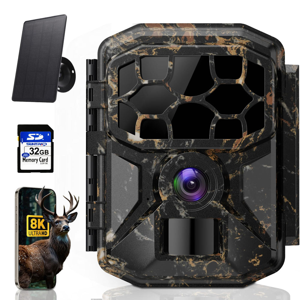 Cokque trail camera solar 8k 60mp captures vivid wildlife day and night with solar power