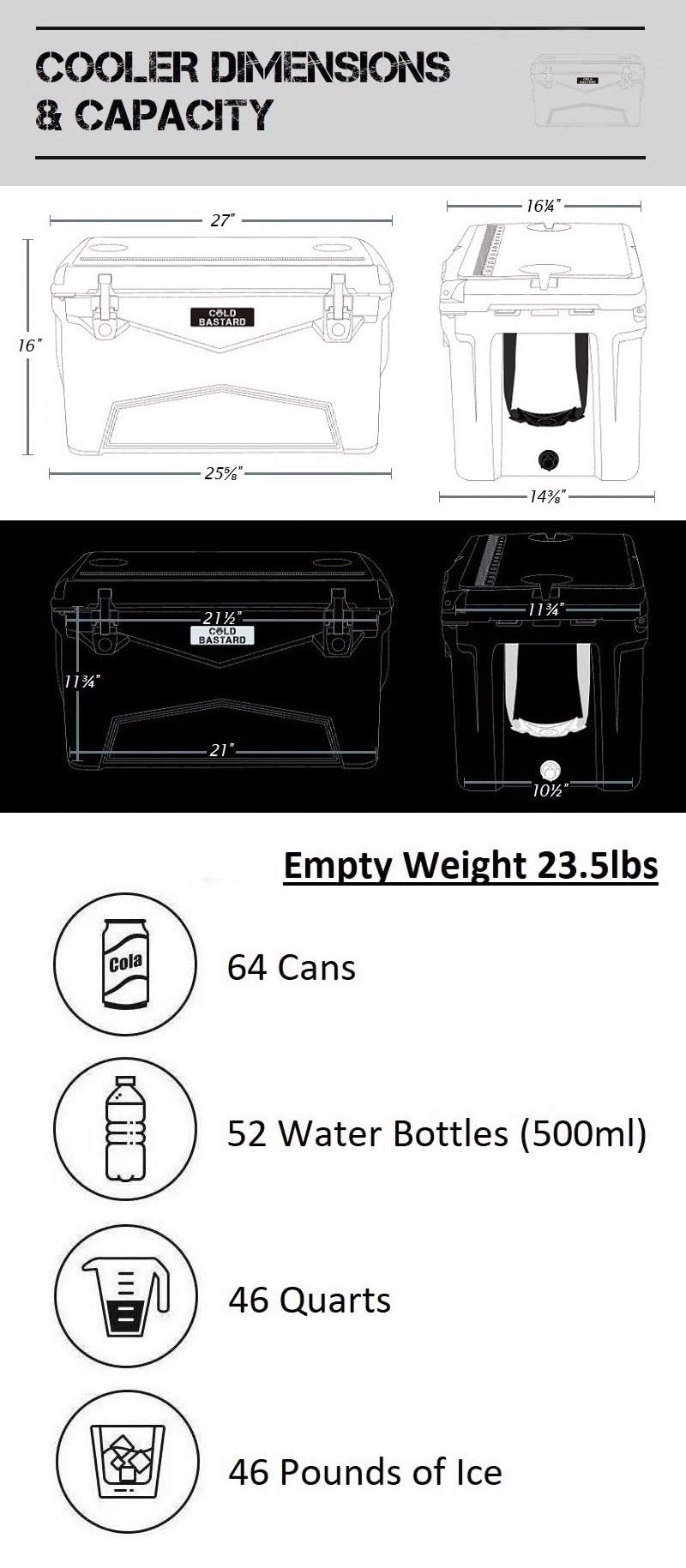 Cold Bastard Coolers CB45-PN pink neon open lid with ice ready for adventure