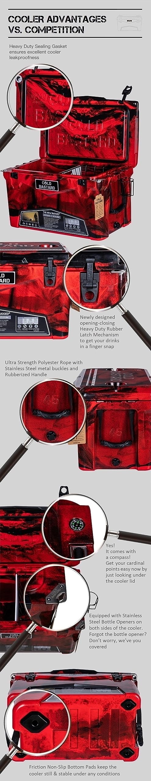 Cold Bastard Coolers CB45-PN pink neon rugged body close-up showcases thick walls