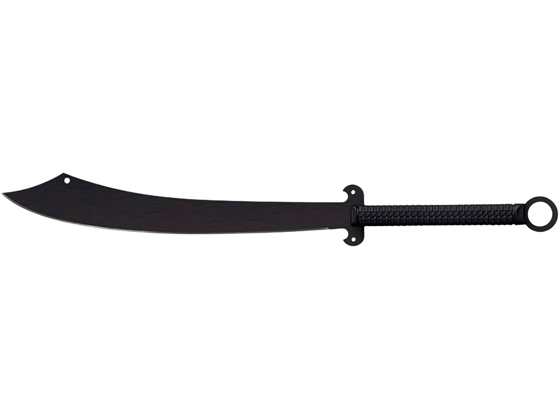 Cold Steel Chinese Sword Machete 24in blade close-up highlighting curved edge for powerful cuts.