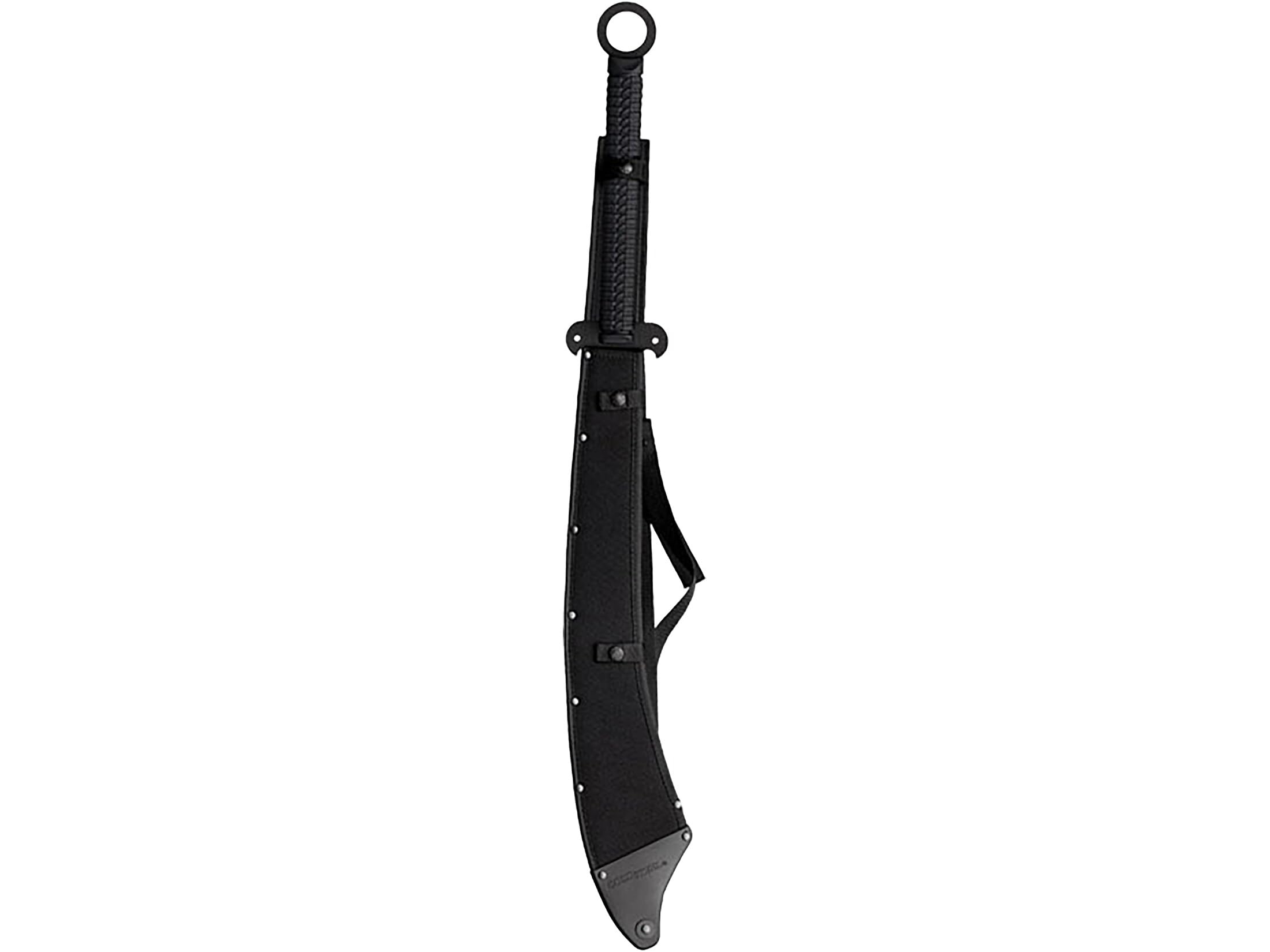 Cold Steel Chinese Sword Machete 24in Cor-Ex sheath view, safety and quick access.