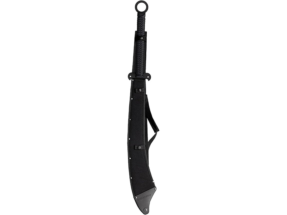 Cold Steel Chinese Sword Machete 24in Cor-Ex sheath view, safety and quick access.