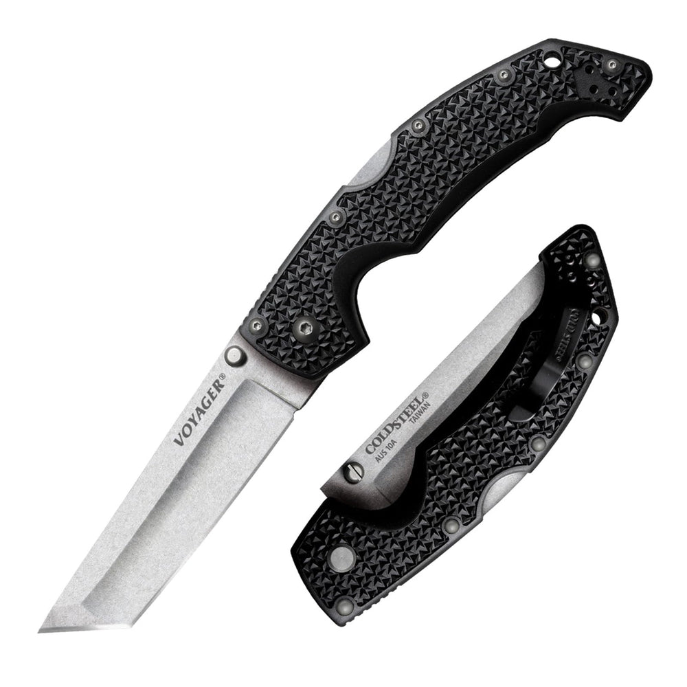 4 inch AUS10A Tanto blade on Cold Steel Voyager Large
