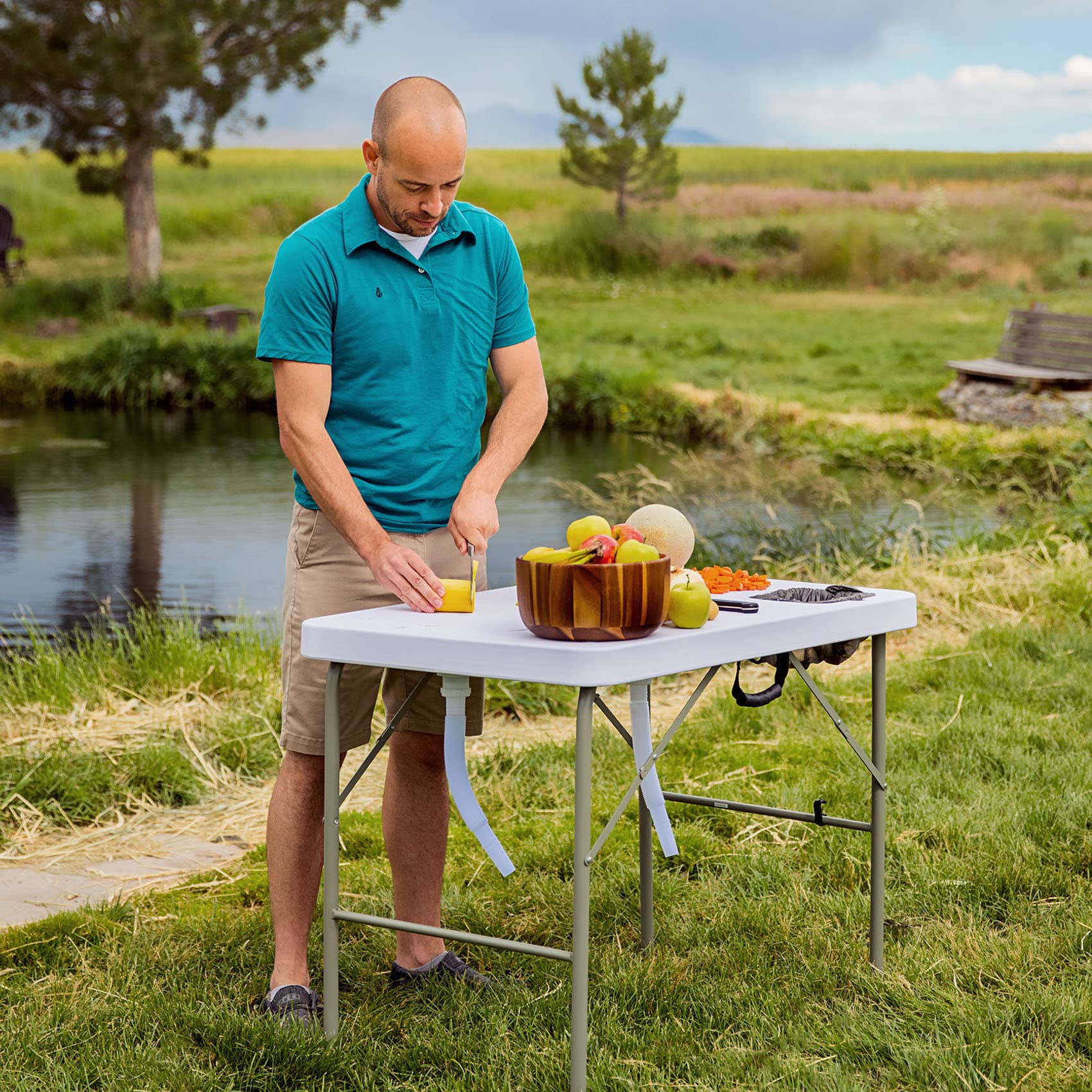 Coldcreek Outfitters portable washing station folded for compact storage and transport