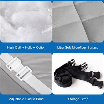 Coldwind cot mattress pad with adjustable straps for secure fit.