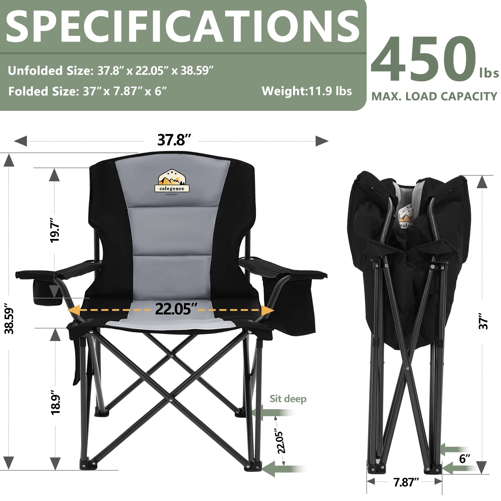Colegence chair with cooler bag for refreshing drinks outdoors.