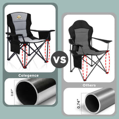Colegence chair with cup holder ideal for beverages outside.