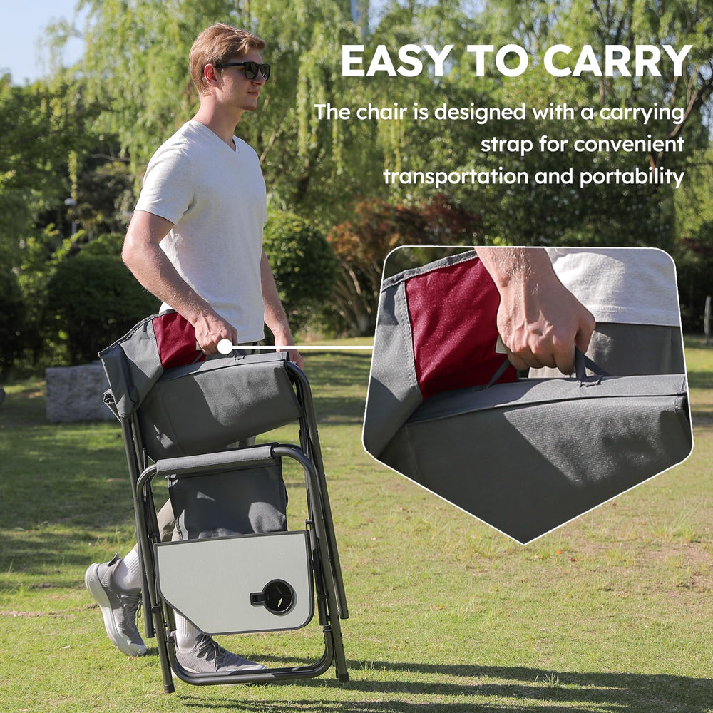 Colegence chair with built-in carry handle for easy transport.