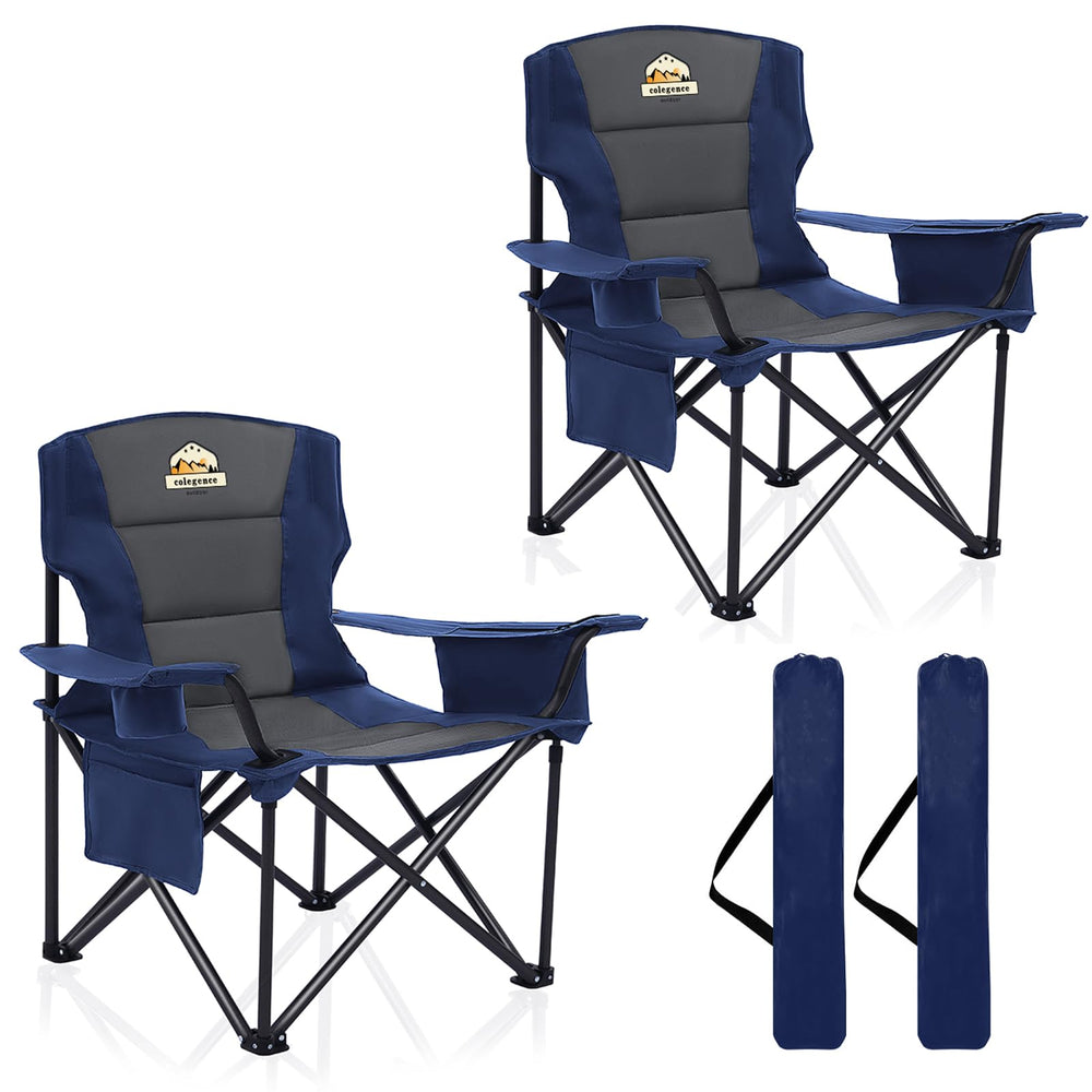 Colegence oversized camping chair folded for easy transport and storage.
