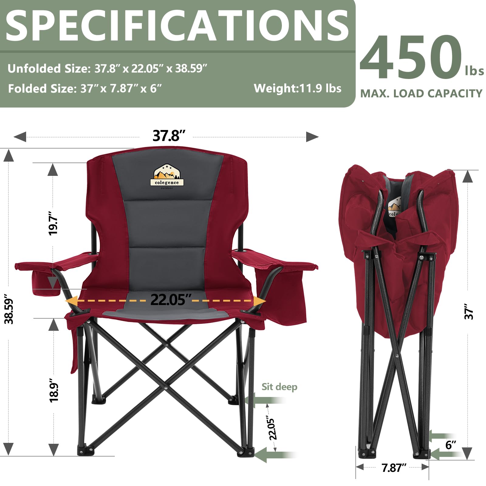 Colegence chair rear view showing sturdy frame for heavy-duty outdoor seating