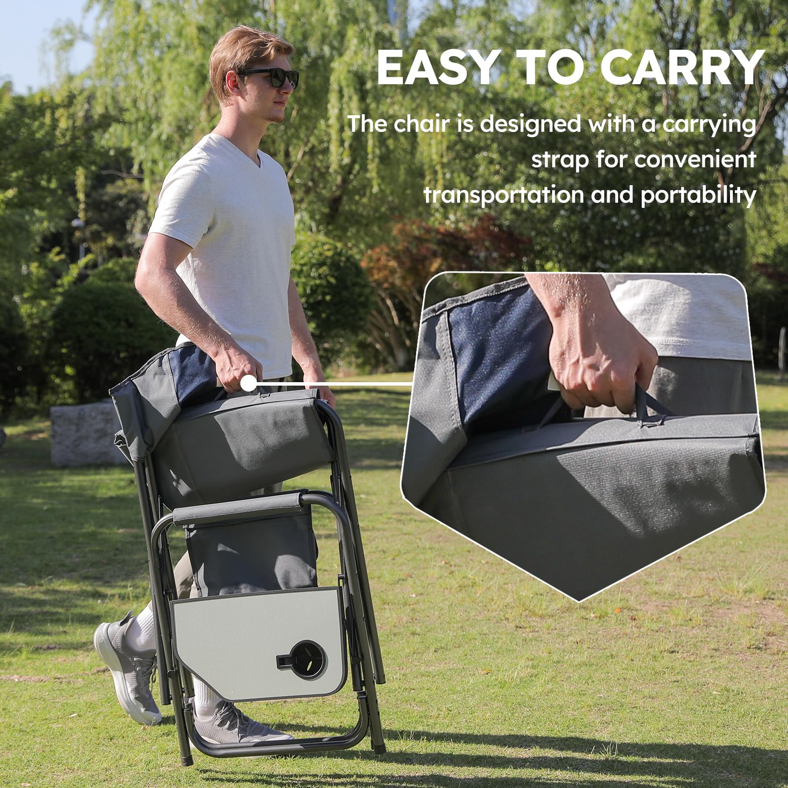 Colegence portable folding chair with carry handle for effortless transport
