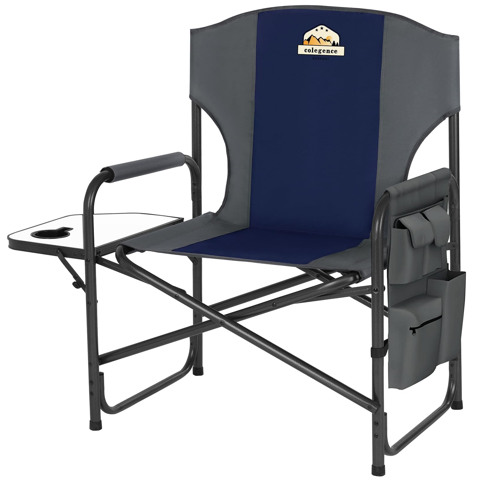 Colegence oversized director chair blue open shows roomy 28-inch seat for comfort
