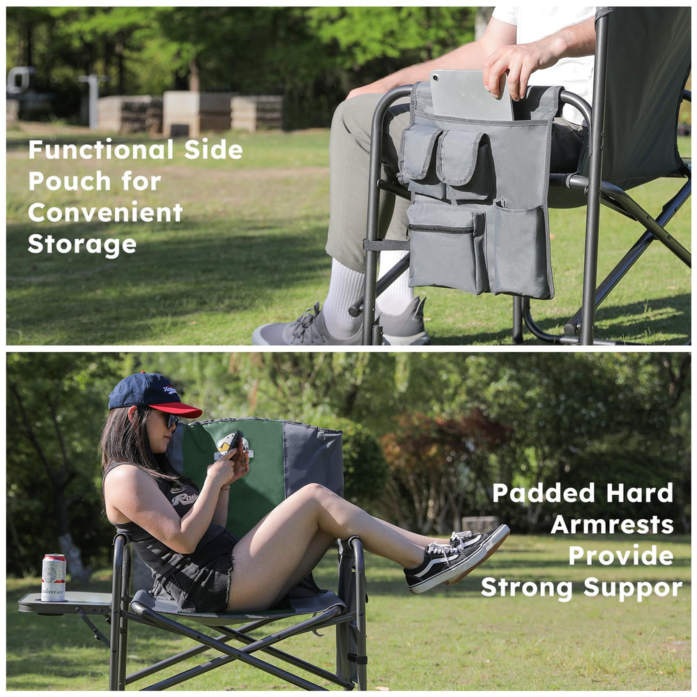 Colegence chair folds compactly for simple transport and storage.