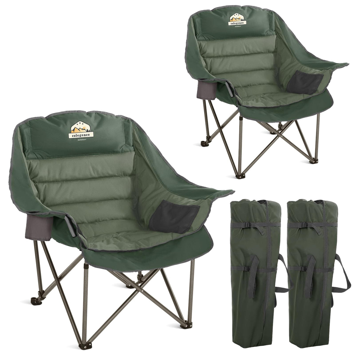 Colegence oversized XL padded camping chair folding-open offers quick setup for outdoor comfort.