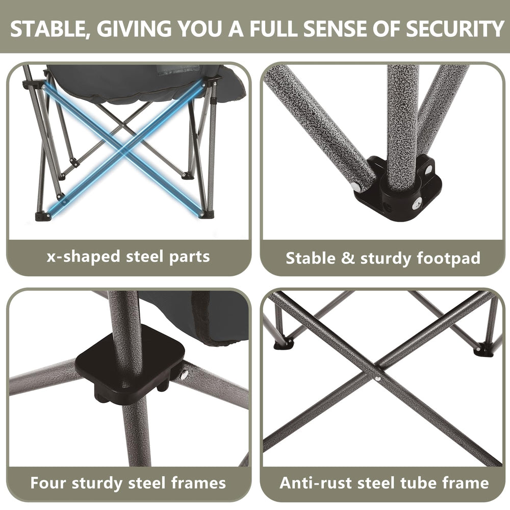 Colegence chair ideal for camping, concerts, picnics, and home use.