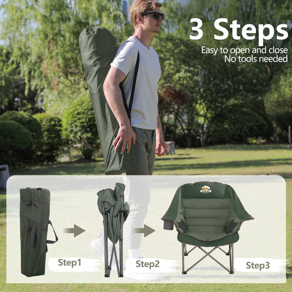 Colegence portable folding chair with carry bag and backpack strap for travel ease.