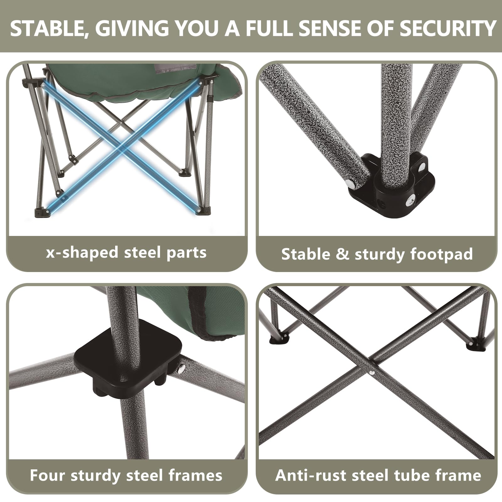 Colegence weather-resistant 600D Oxford fabric keeps chairs easy to clean and ready.